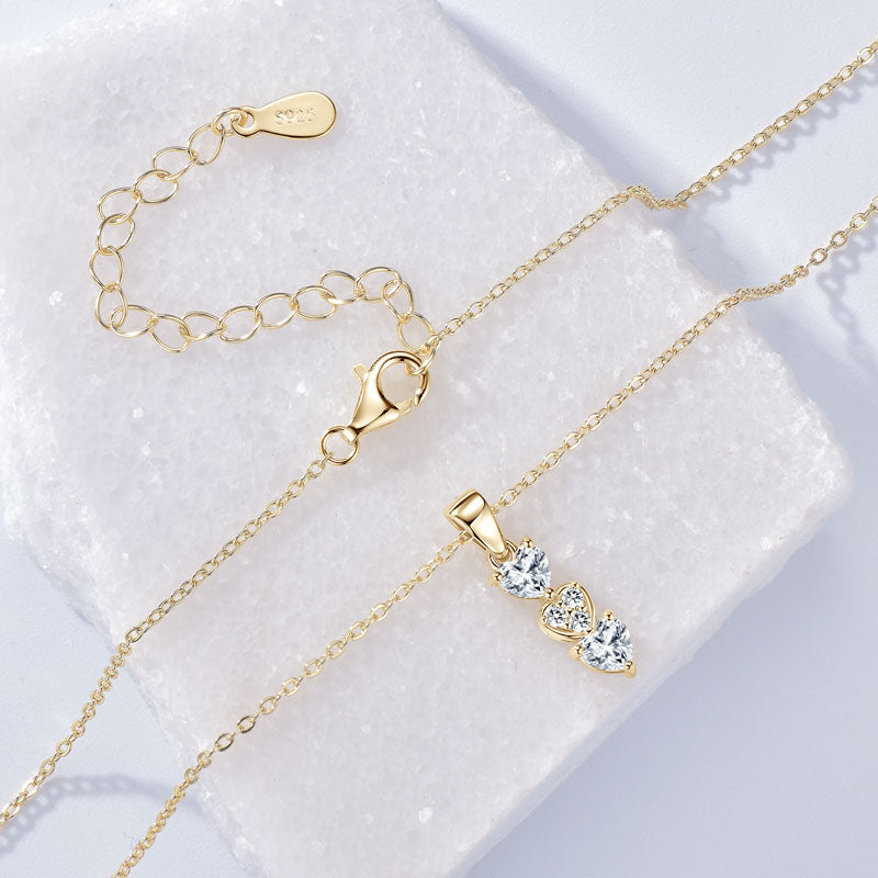 Heart Cubic Zirconia Vertical Pendant Necklace
