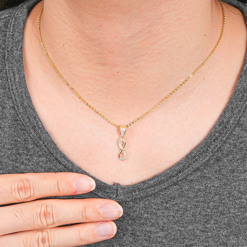 14K Solid Gold Infinity Pendant Necklace