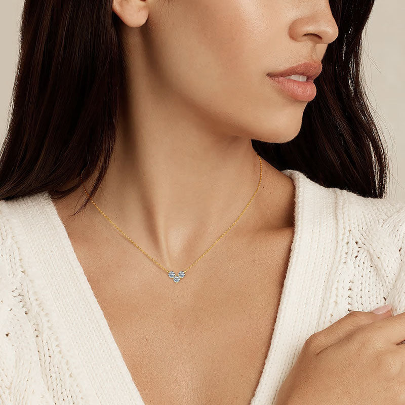 Three-Stone Heart Pendant Necklace