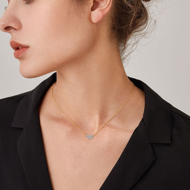 Three-Stone Heart Pendant Necklace