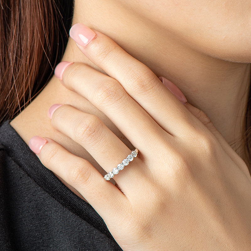 Seven Stone Round Cut Cubic Zirconia Half Eternity Ring