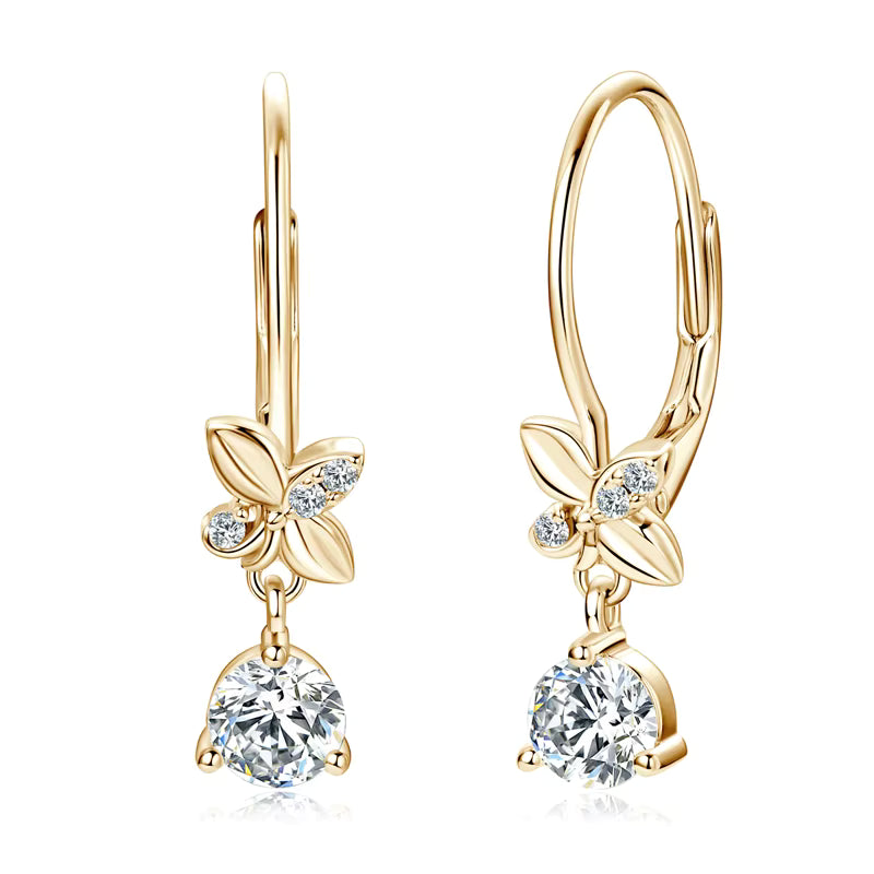 Dainty 18k Gold Plated Flower Drop Earrings