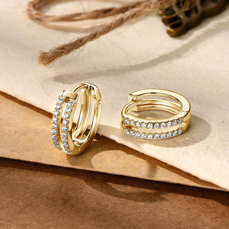 Double Row Pavé Hoop Earrings