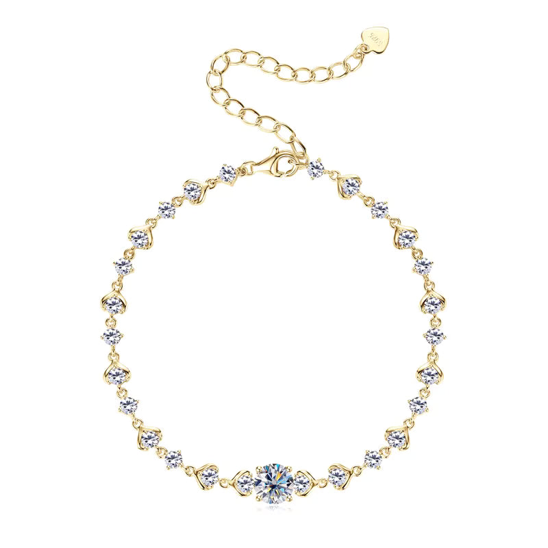 18K Gold Plated Adjustable Heart Link Tennis Bracelet