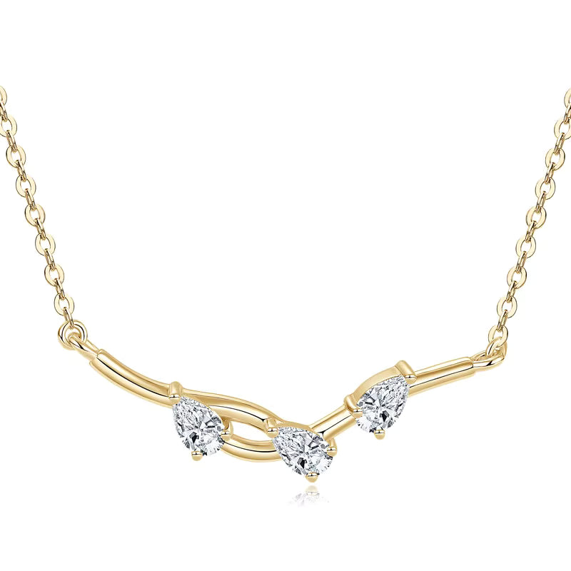 Dainty Gold Plated Trinity Curve Necklace