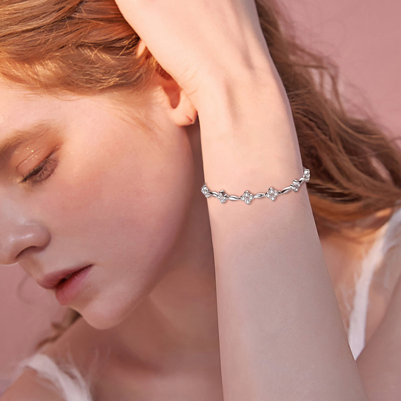 18K Gold Plated Clover Flower Chain Bracelet