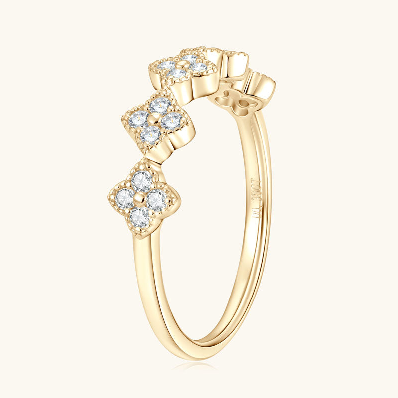 18K Gold Plated Clover Motif Ring