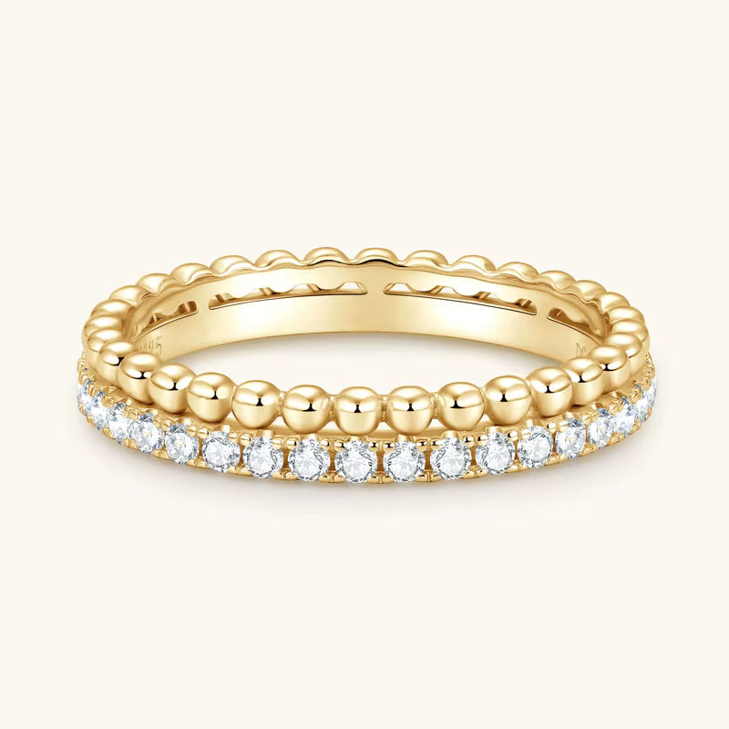 18K Gold Plated Beaded Band Ring