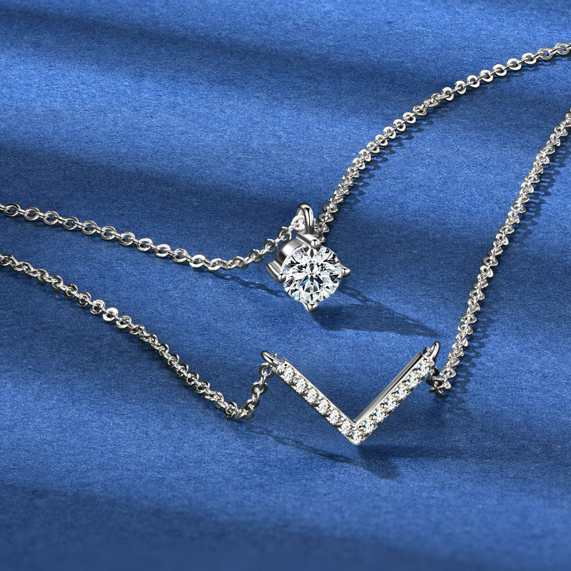 Double Layer V Moissanite Necklace