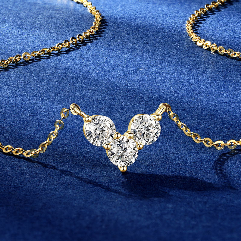 Three-Stone Heart Pendant Necklace
