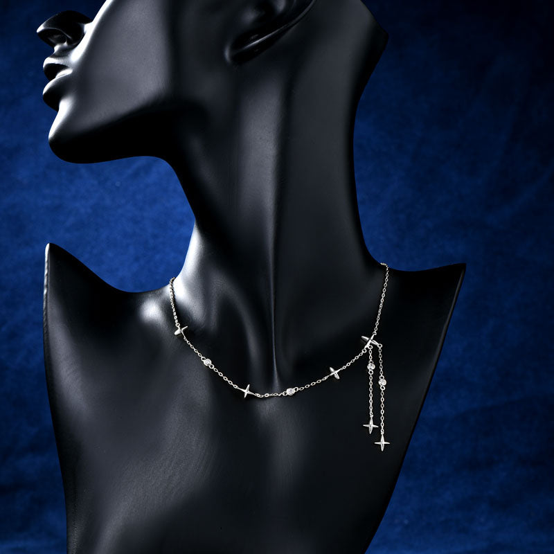 Star-Shaped Moissanite Fringe Necklace