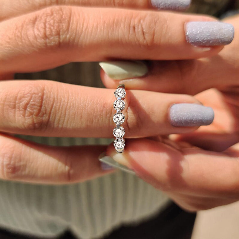 Five Stone Round Cut Cubic Zirconia Ring