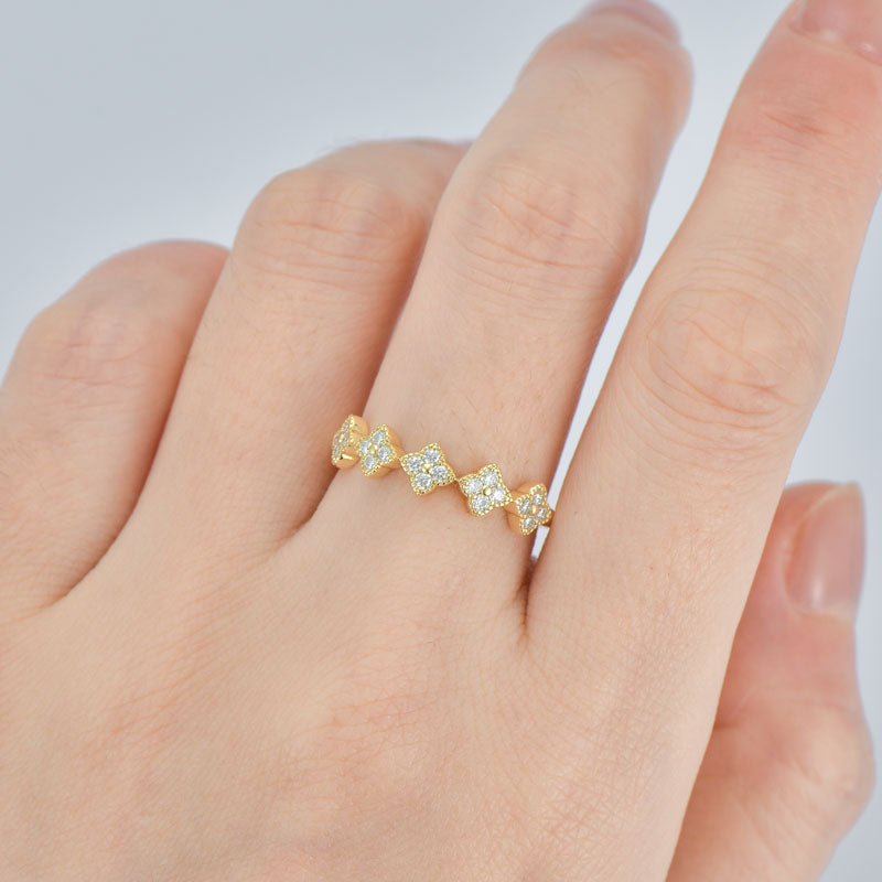 18K Gold Plated Clover Motif Ring