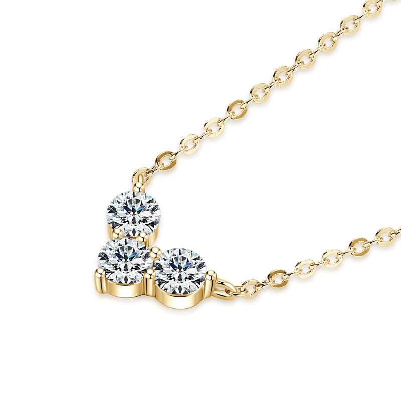 Three-Stone Heart Pendant Necklace