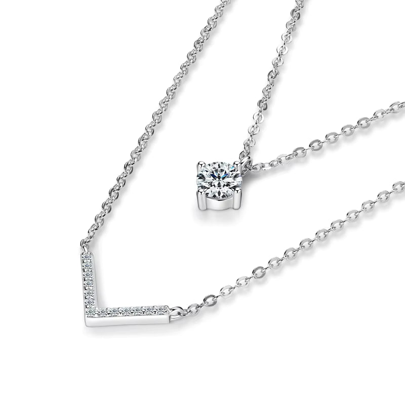 Double Layer V Moissanite Necklace