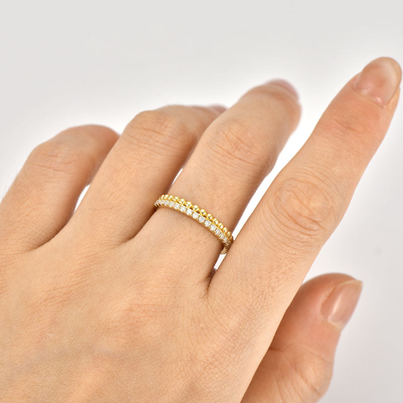 18K Gold Plated Beaded Band Ring