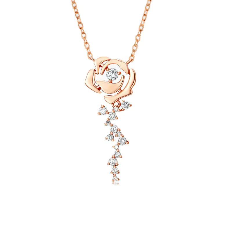 Rose Blossom Moissanite Pendant Necklace