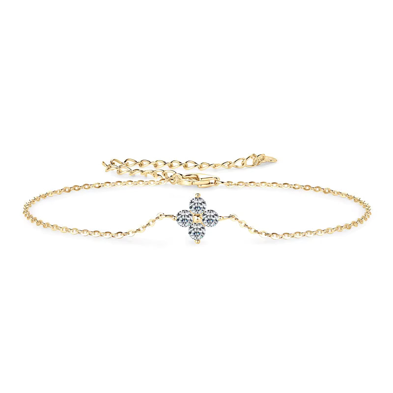 18K Gold Plated Four Leaf Clover Bracelet