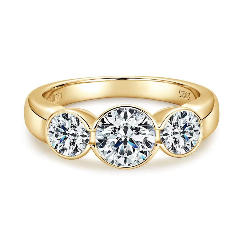 18K Gold Plated Band Round Cut Ring
