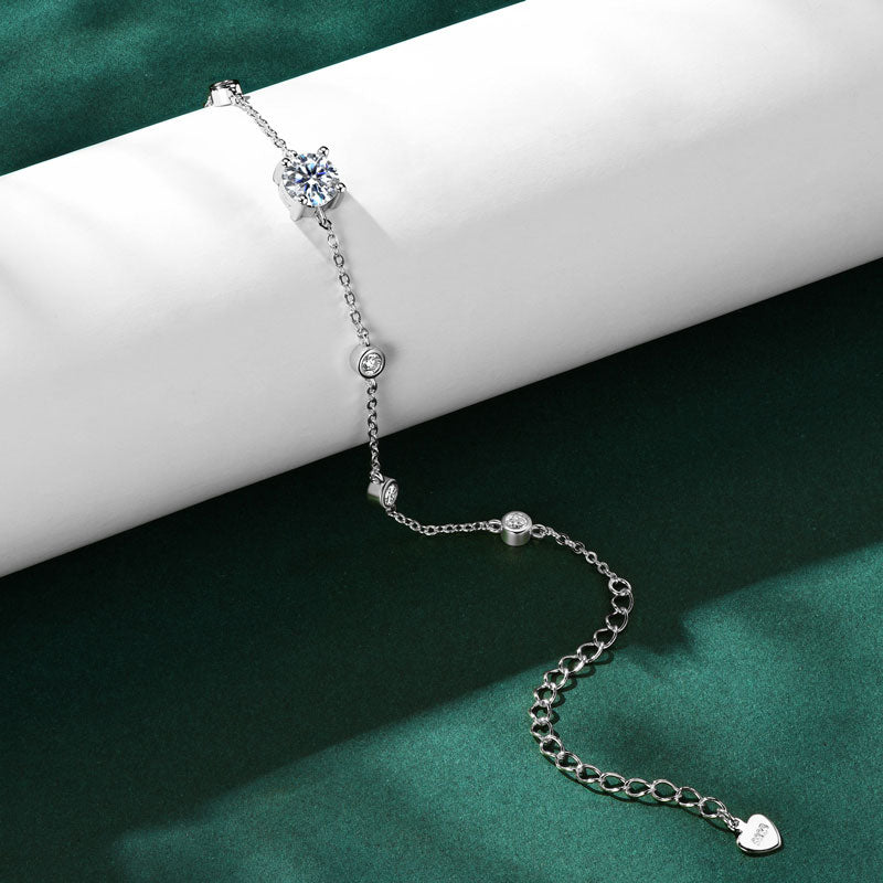 18K Gold Plated Round Solitaire Station Bracelet