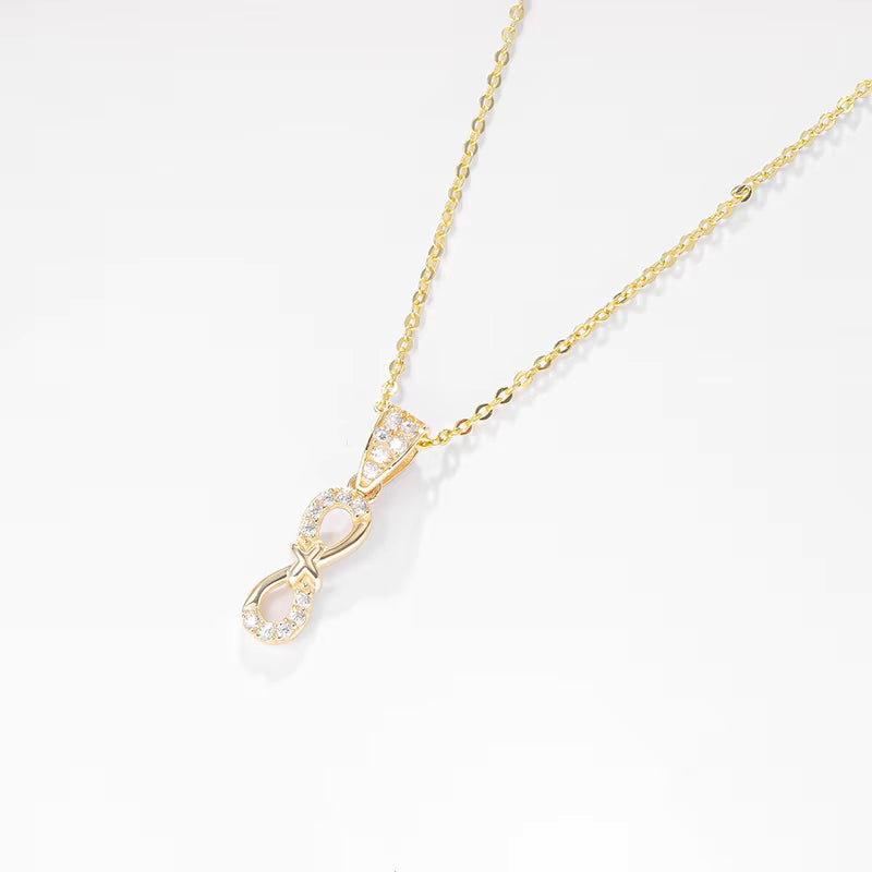 14K Solid Gold Infinity Pendant Necklace