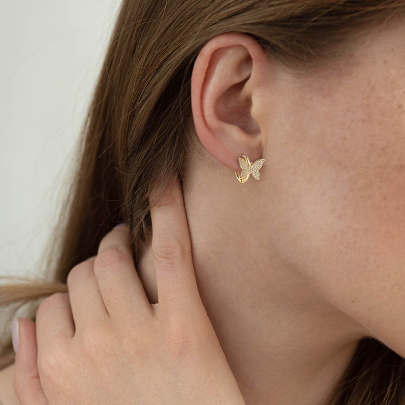Butterfly Huggie Hoop Earrings