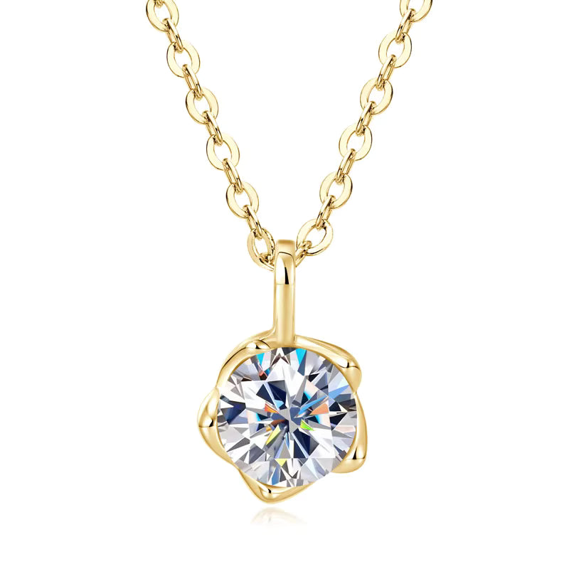 Sparkling Flower Bud Moissanite Pendant Necklace