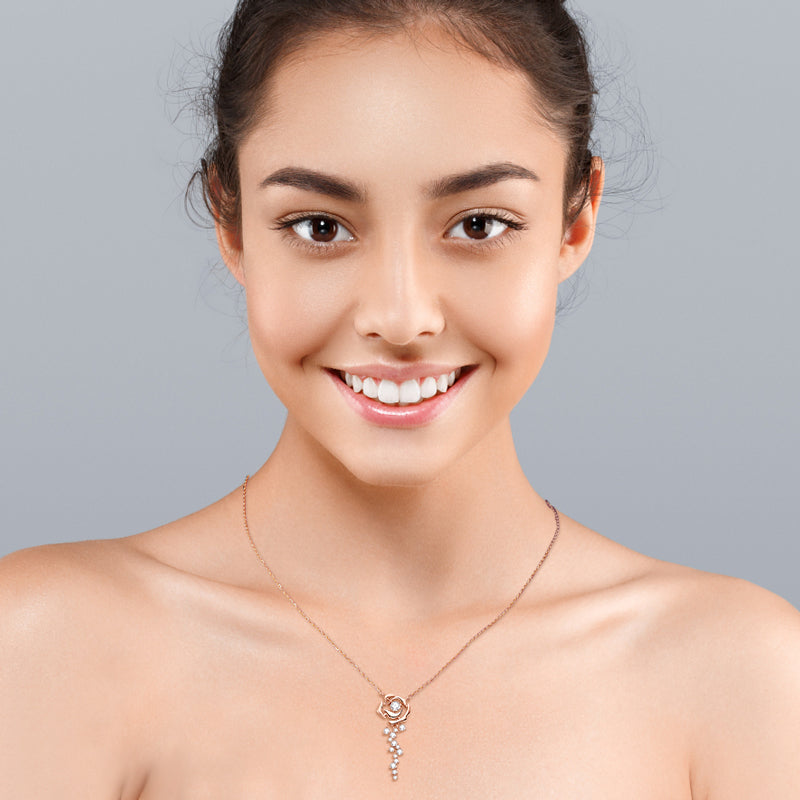 Rose Blossom Moissanite Pendant Necklace