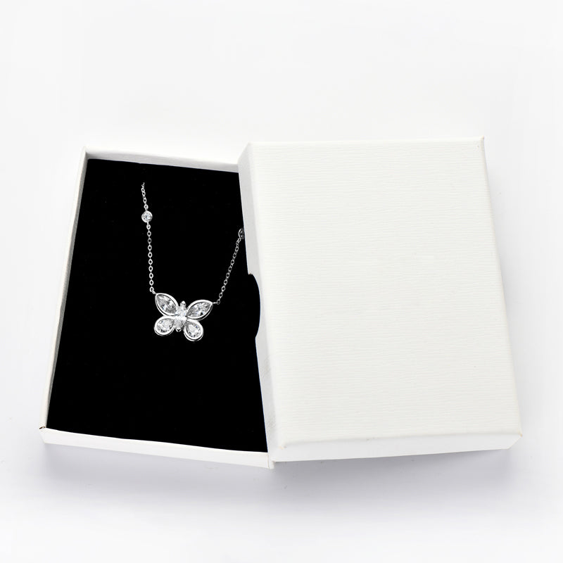 Marquise Cut Butterfly Pendant Necklace