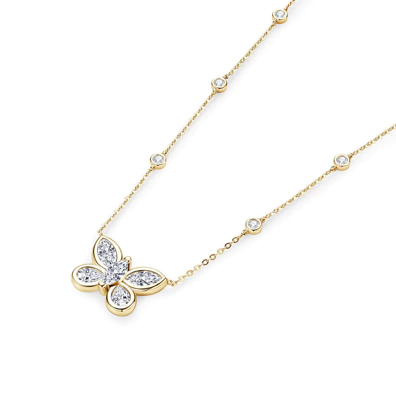 Marquise Cut Butterfly Pendant Necklace