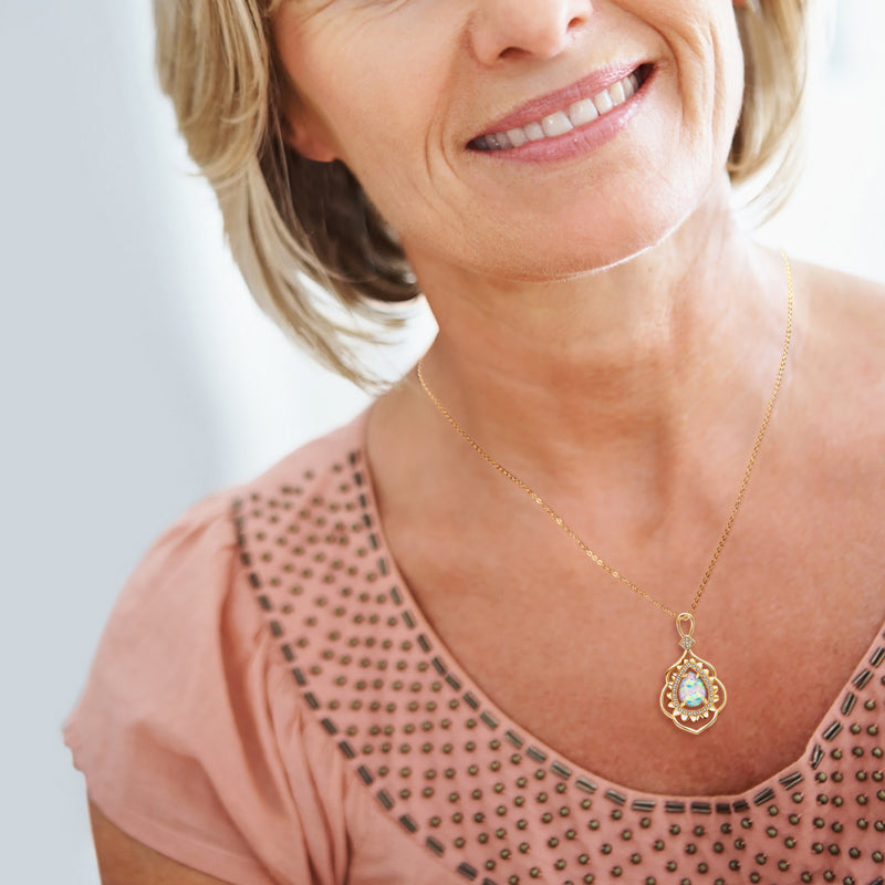Pear Opal Pendant Necklace