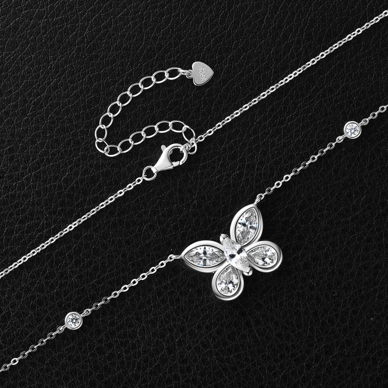 Marquise Cut Butterfly Pendant Necklace
