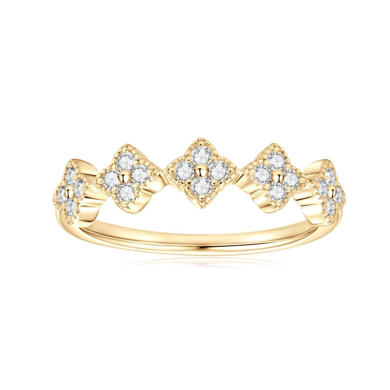 18K Gold Plated Clover Motif Ring