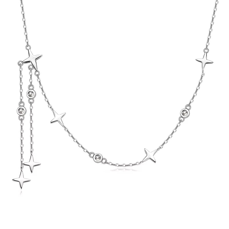 Star-Shaped Moissanite Fringe Necklace
