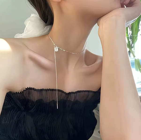 Adjustable Handmade Silver Collarbone Necklace