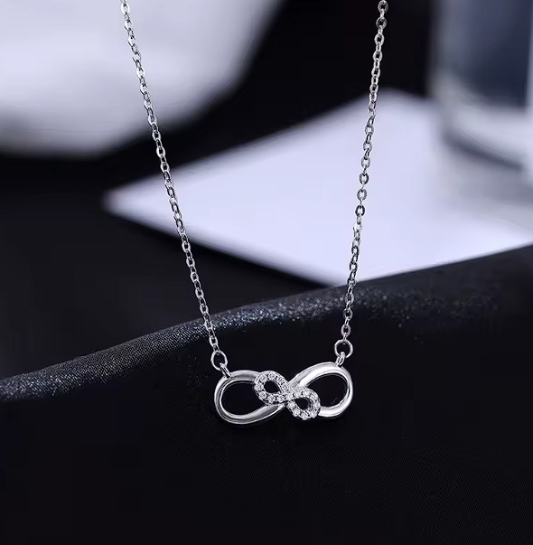 Gold Plated Number 8 Diamond Pendant Necklace