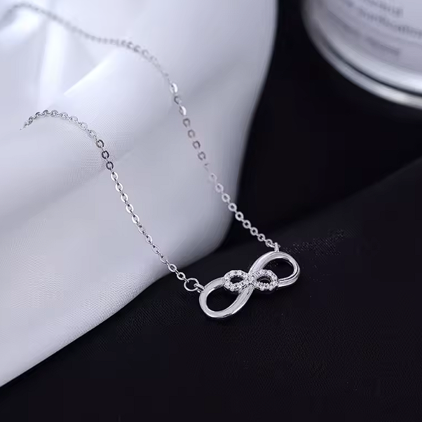 Gold Plated Number 8 Diamond Pendant Necklace