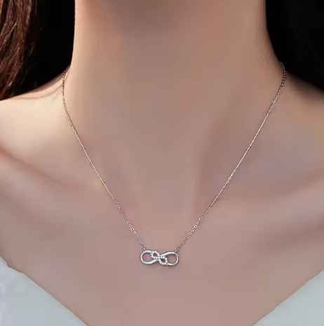 Gold Plated Number 8 Diamond Pendant Necklace