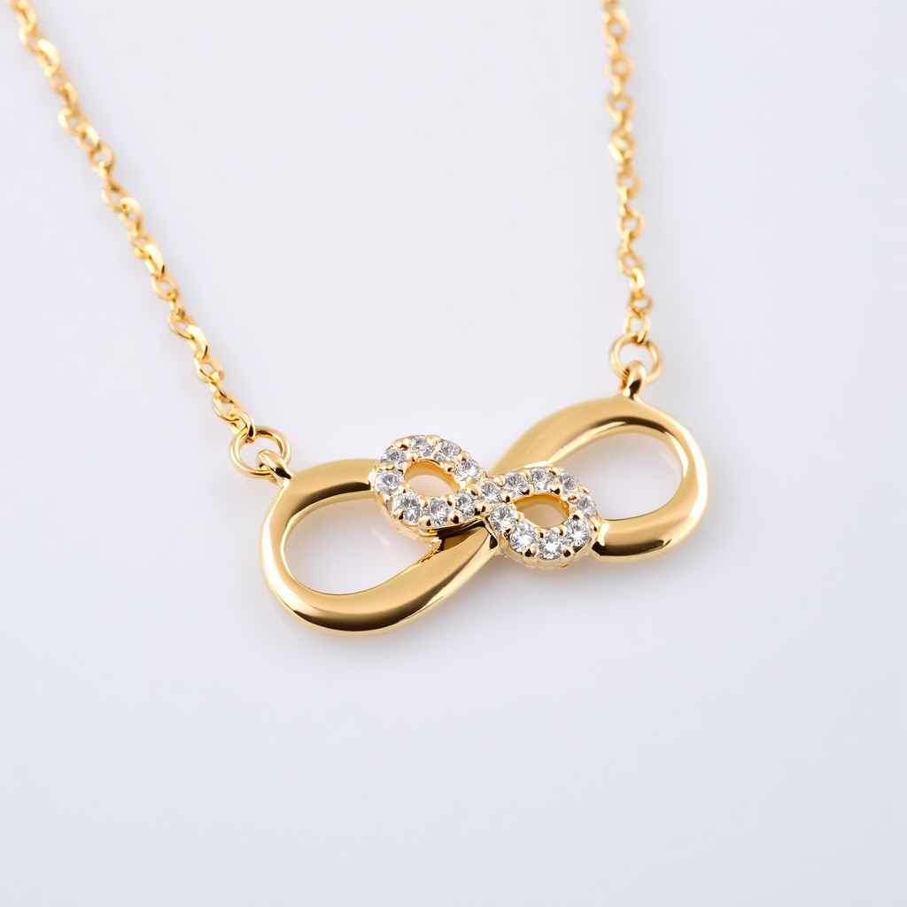 Gold Plated Number 8 Diamond Pendant Necklace